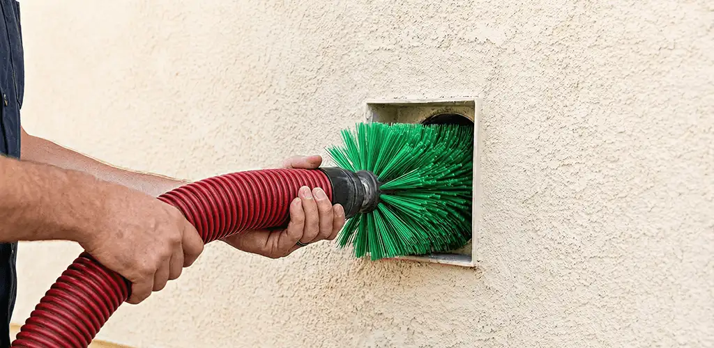Air duct cleaning brush removing debris from a vent opening in Boca Raton, FL
