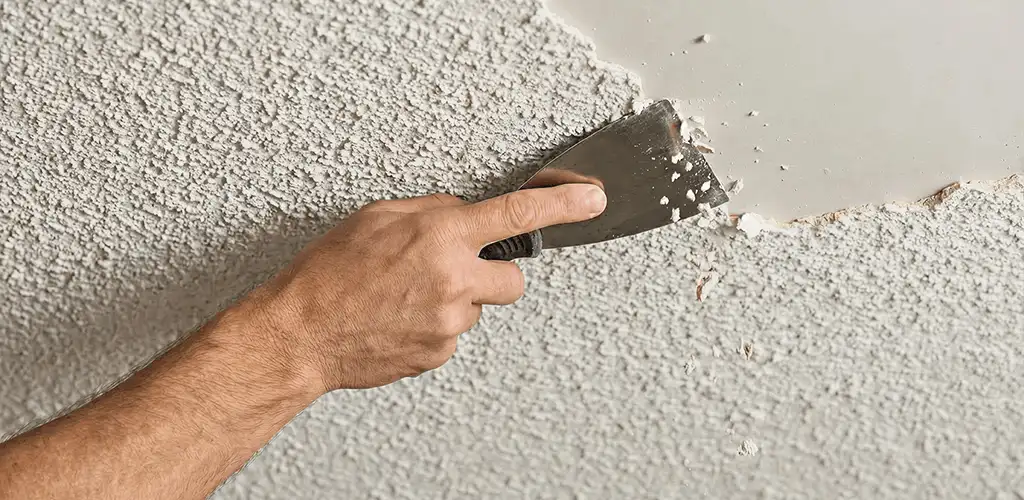 Popcorn ceiling removal scraping off textured ceiling finish in Boca Raton, FL