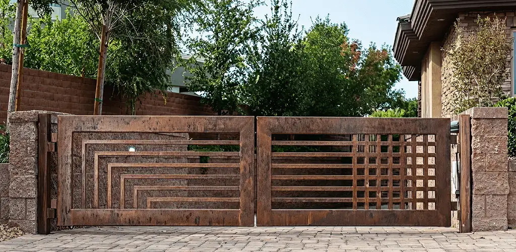 Custom driveway gate installation for a home entrance in Boca Raton, FL
