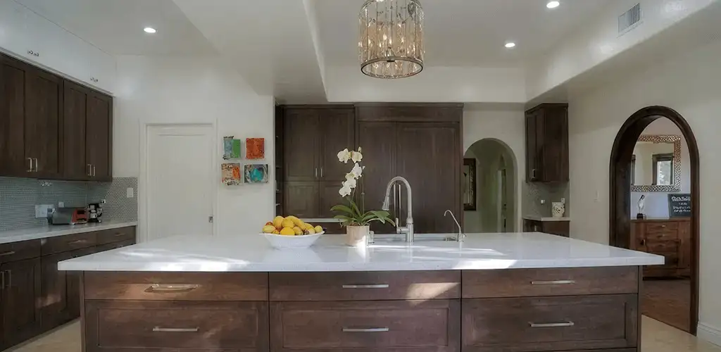 Cabinet refacing project with updated kitchen cabinets and island in Boca Raton, FL