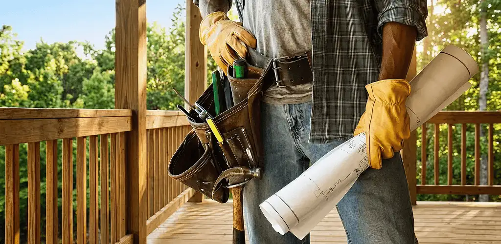 Professional handyman with tool belt ready for home repairs in Boca Raton, FL