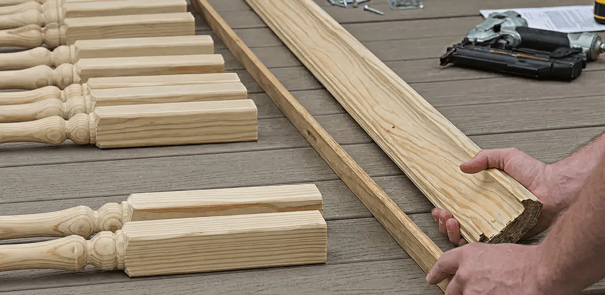Handrail installation materials and wood components for stair rail work in Boca Raton, FL