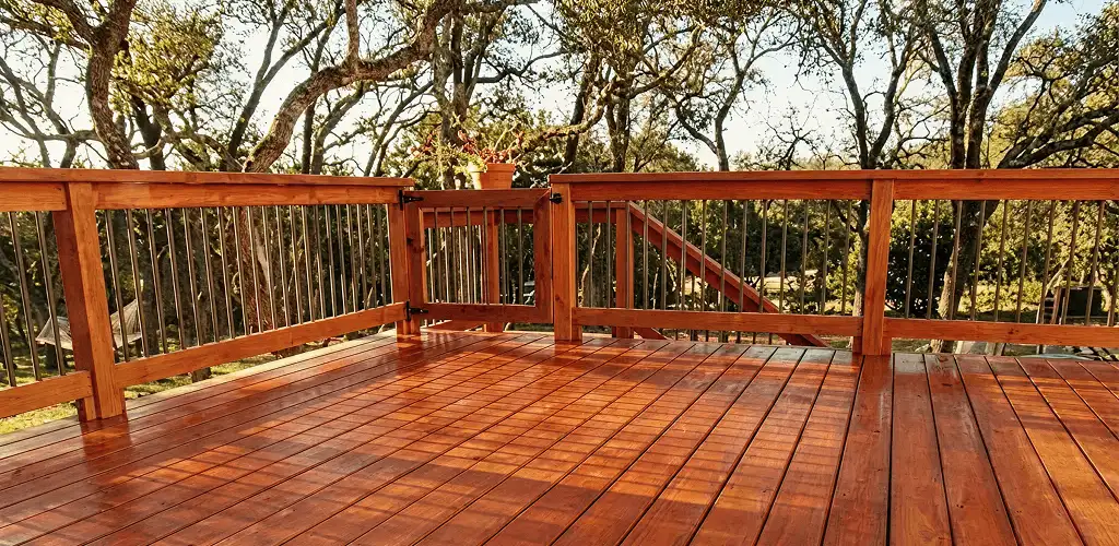 Deck sealing results with a freshly sealed wood deck in Boca Raton, FL